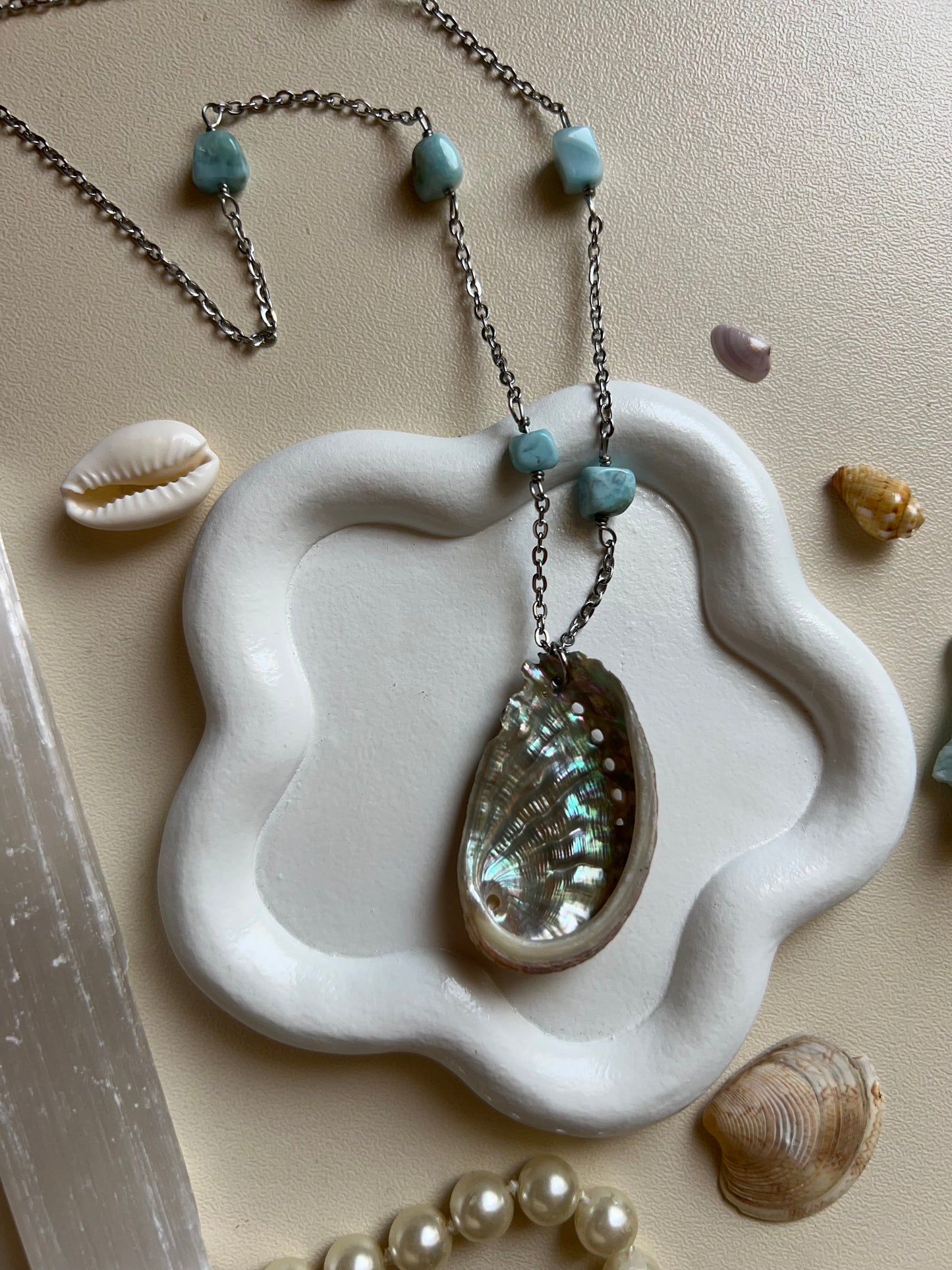 Collana in Larimar e Abalone🌊🐚