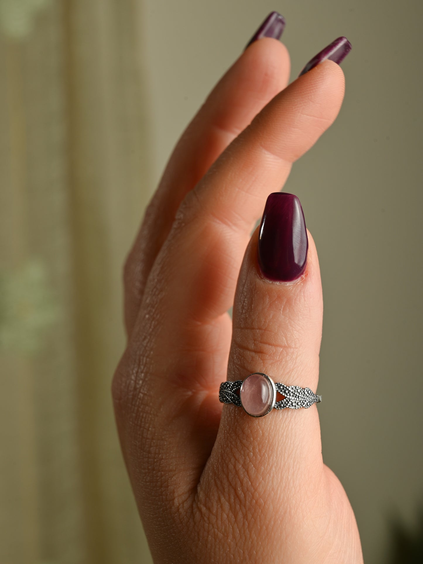 Anello con Quarzo Rosa 2 (argento 925)