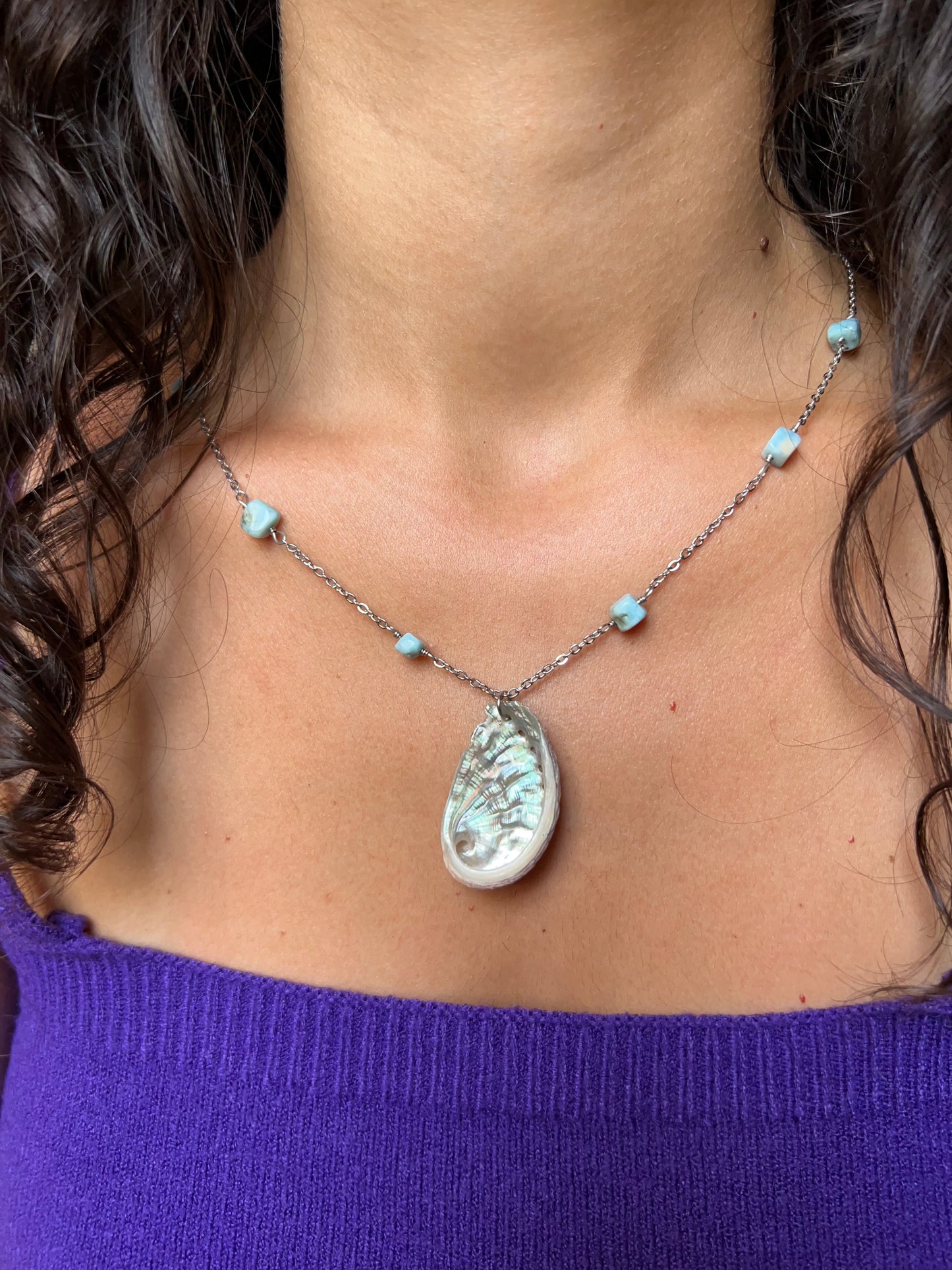 Collana in Larimar e Abalone🌊🐚