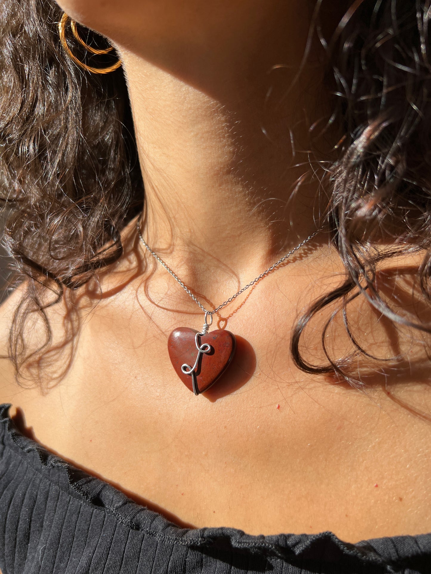 Collana Cuore diaspro rosso