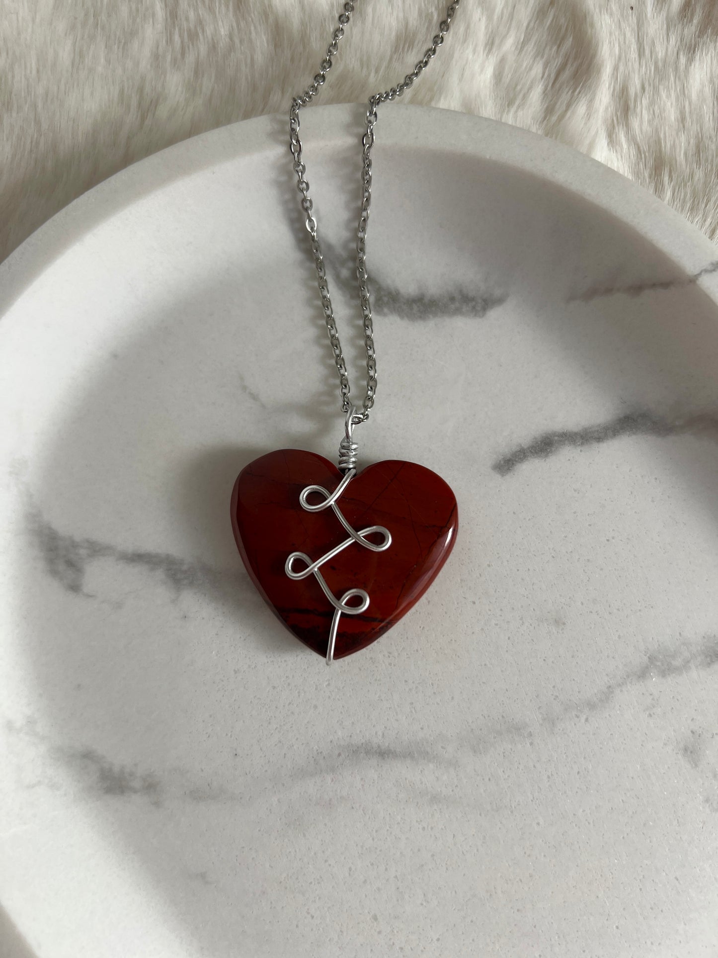 Collana Cuore diaspro rosso