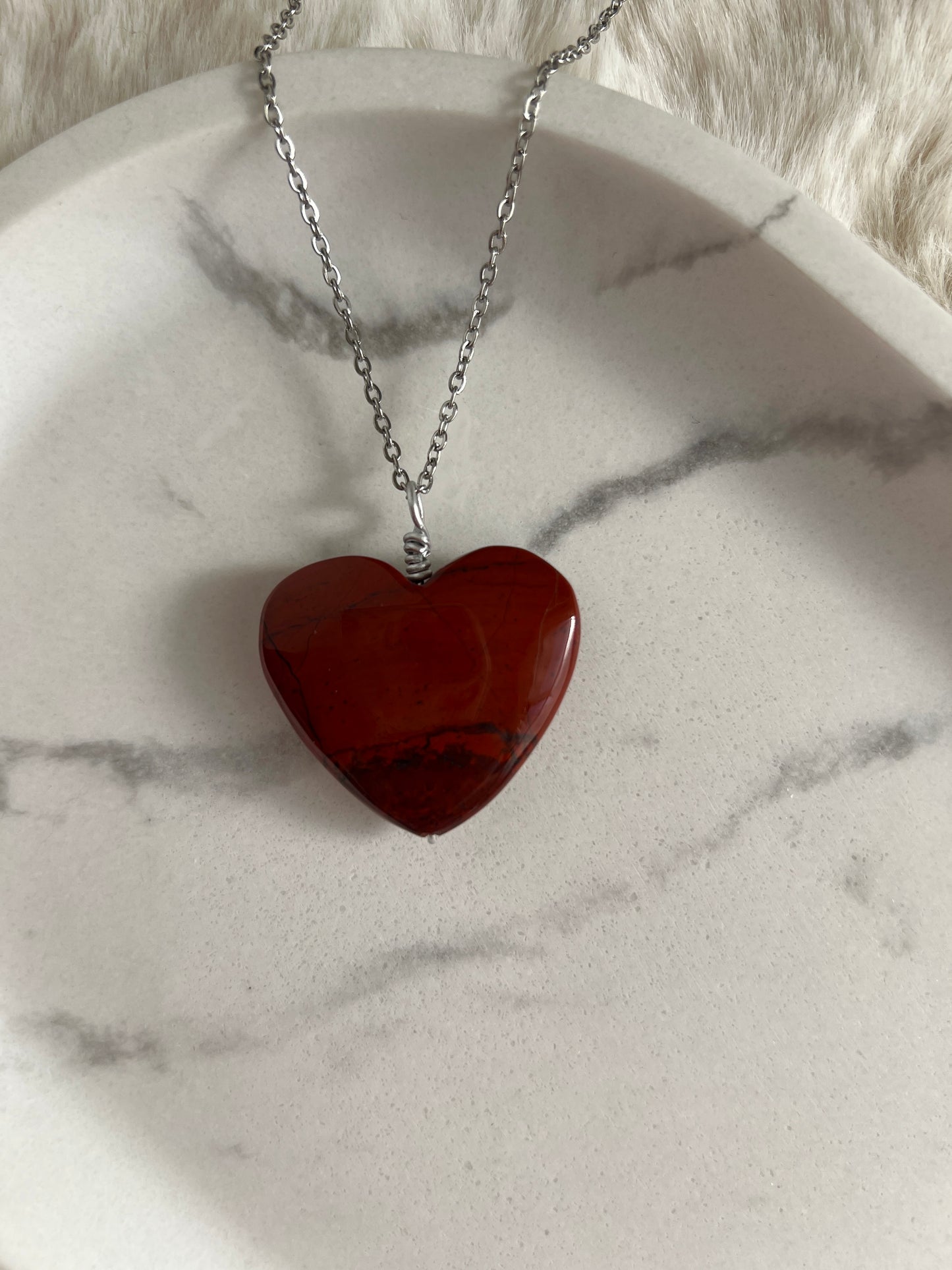 Collana Cuore diaspro rosso