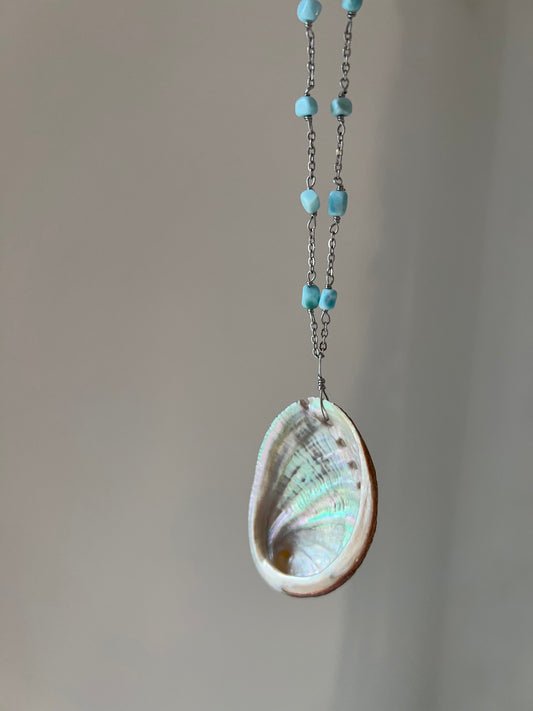 Collana in Larimar e Abalone🌊🐚
