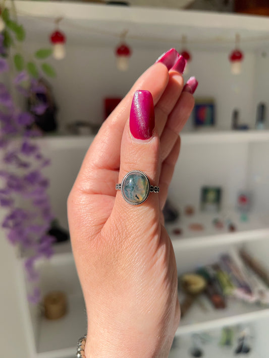 Anello in Agata muschiata🌱(argento 925)