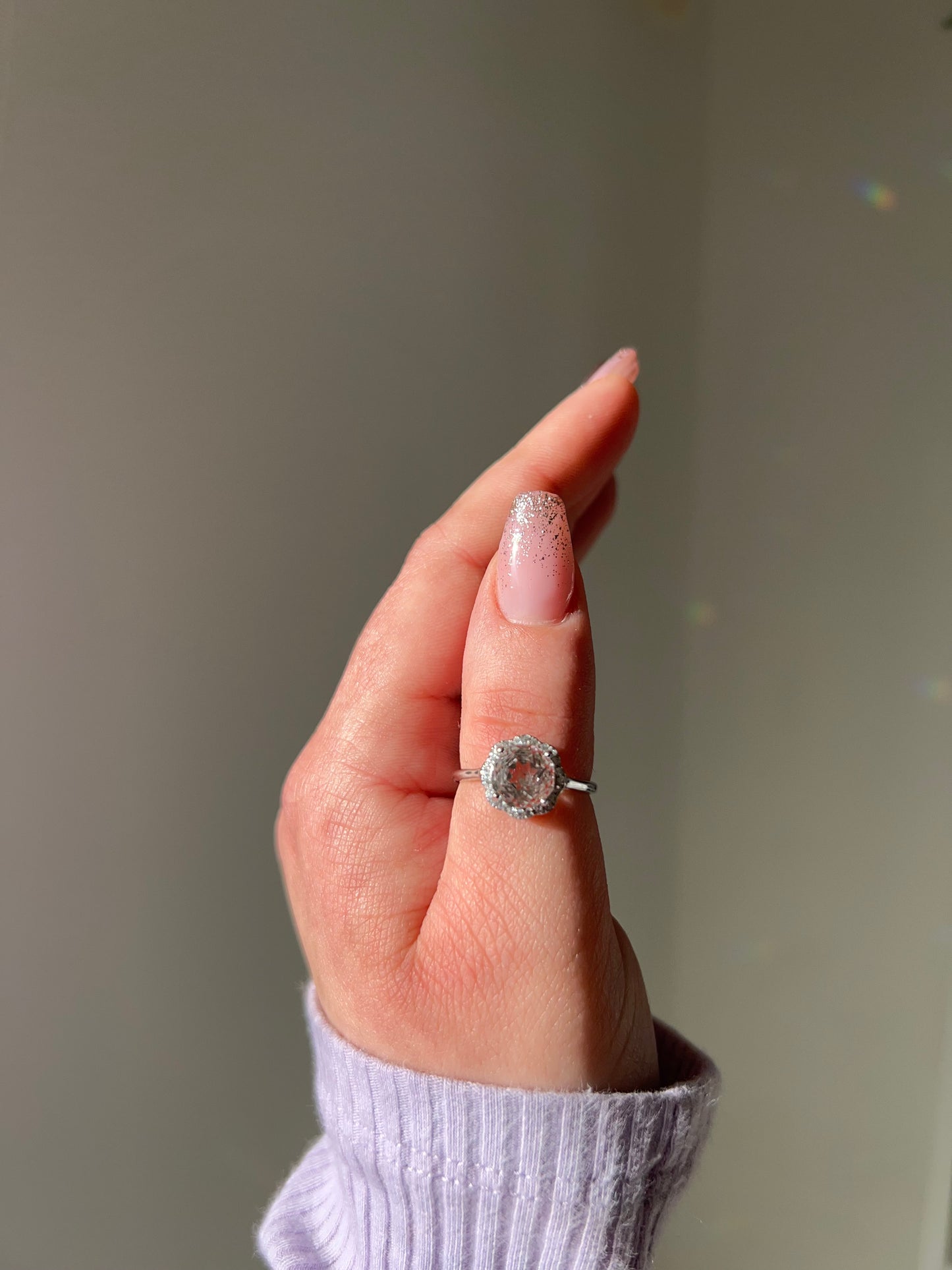 Anello Fiore in Quarzo Ialino✨(argento 925)