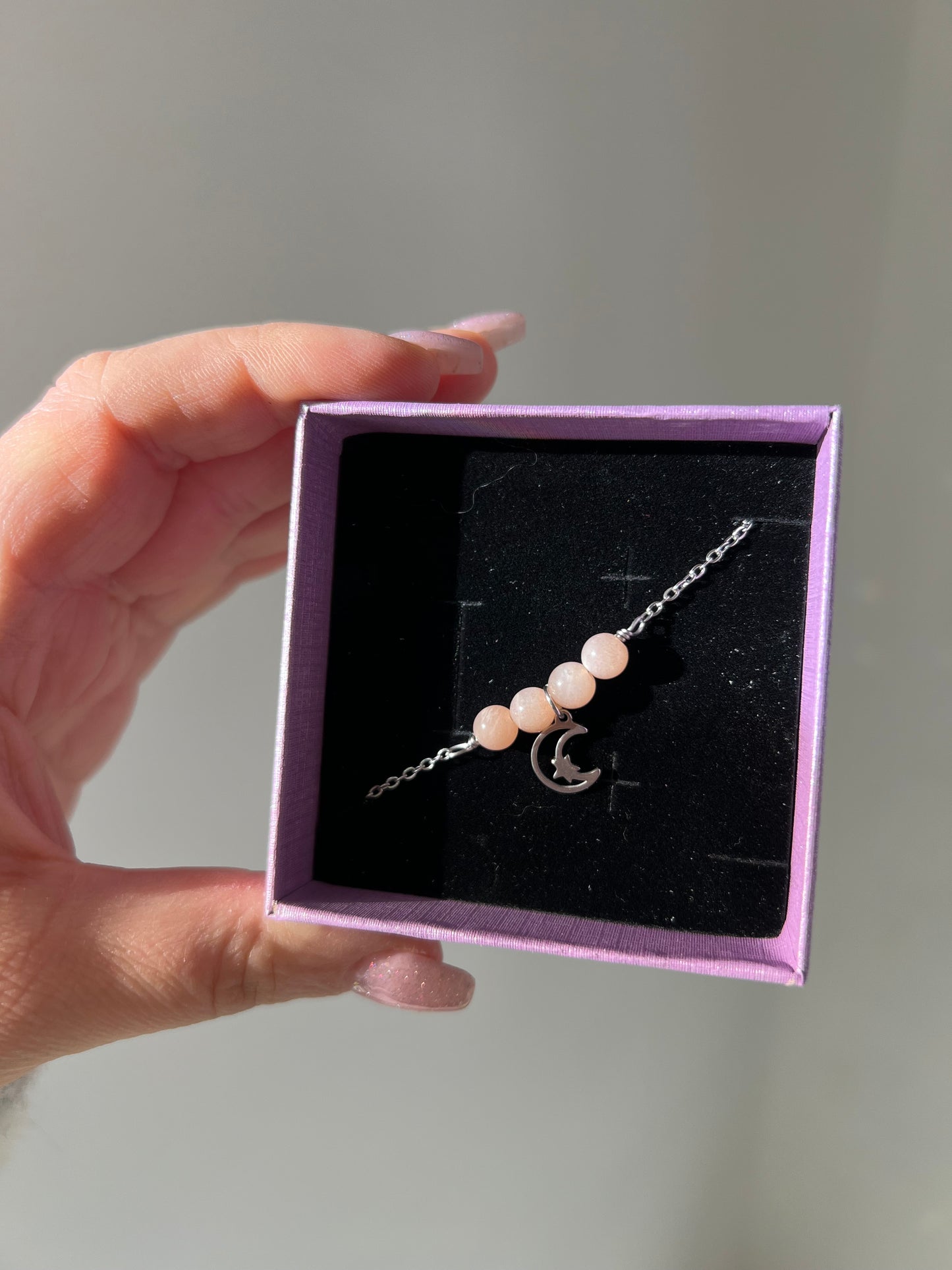 Bracciale con Pietra di Luna Pesca💕🌙