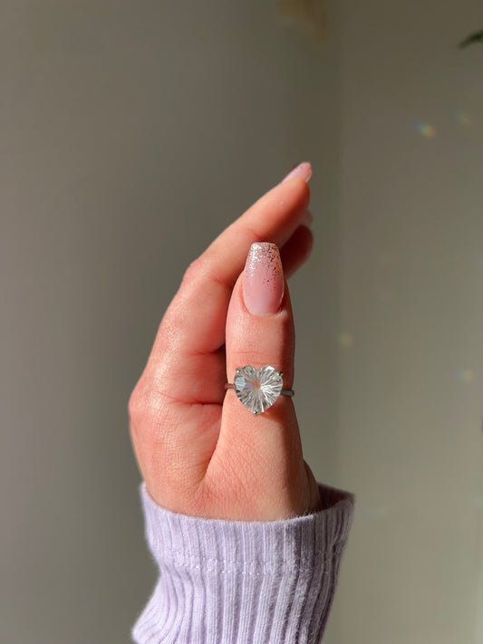 Anello Cuore in Quarzo Ialino✨(argento 925)