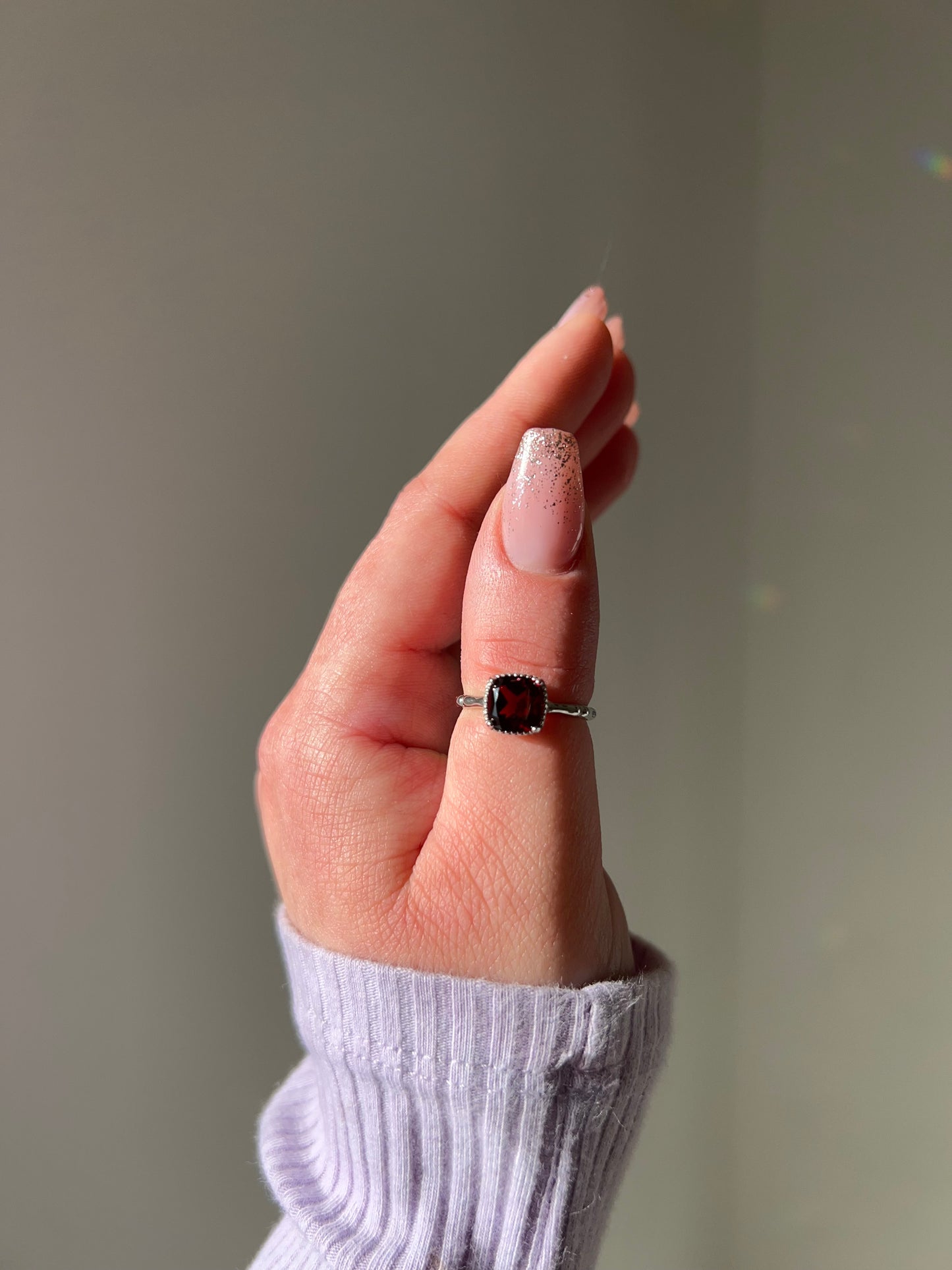 Anello in Granato 1❤️(argento 925)