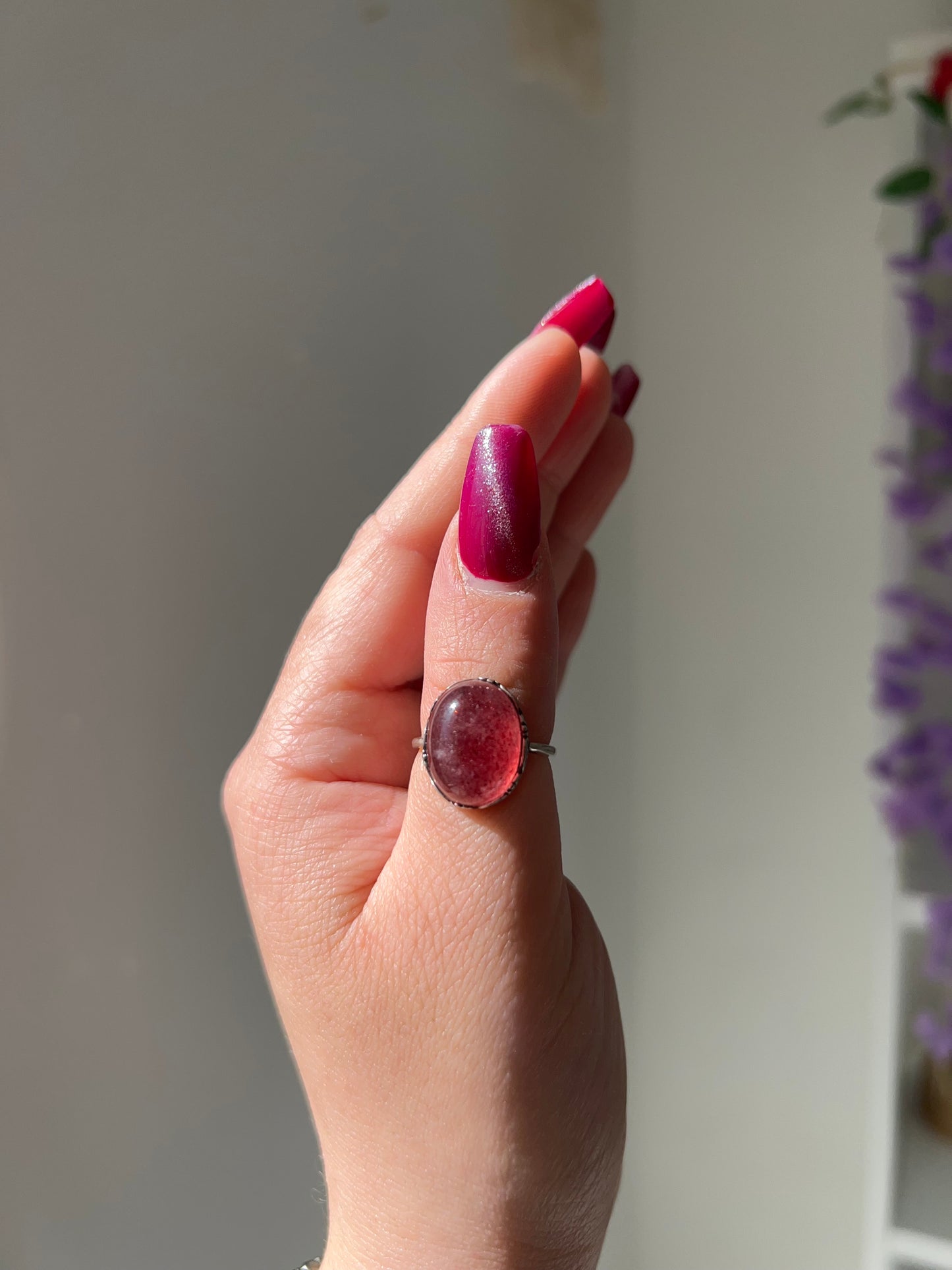 Anello in Quarzo fragola 2🍓(argento 925)