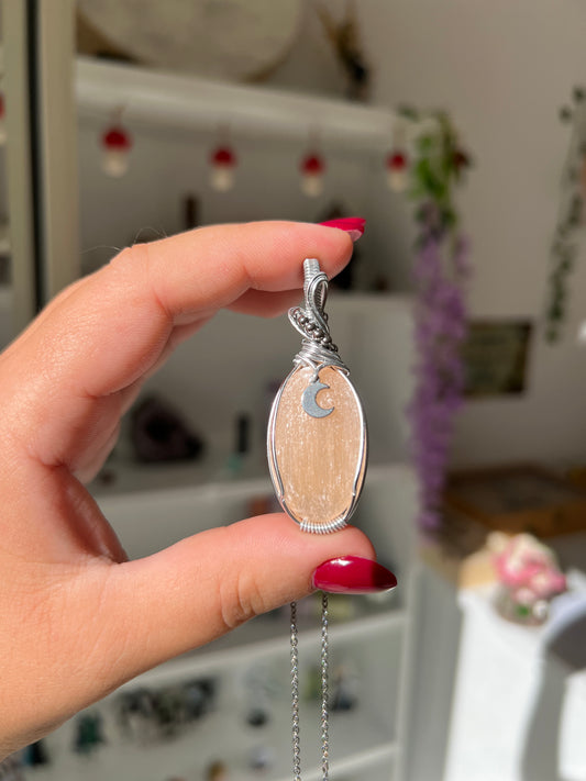 Collana con Selenite arancione🌙