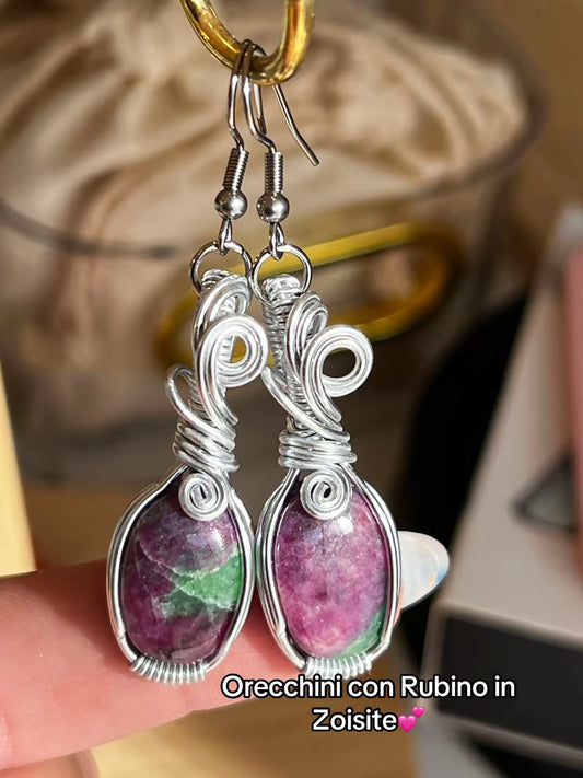 Orecchini in Ruby Zoisite💕