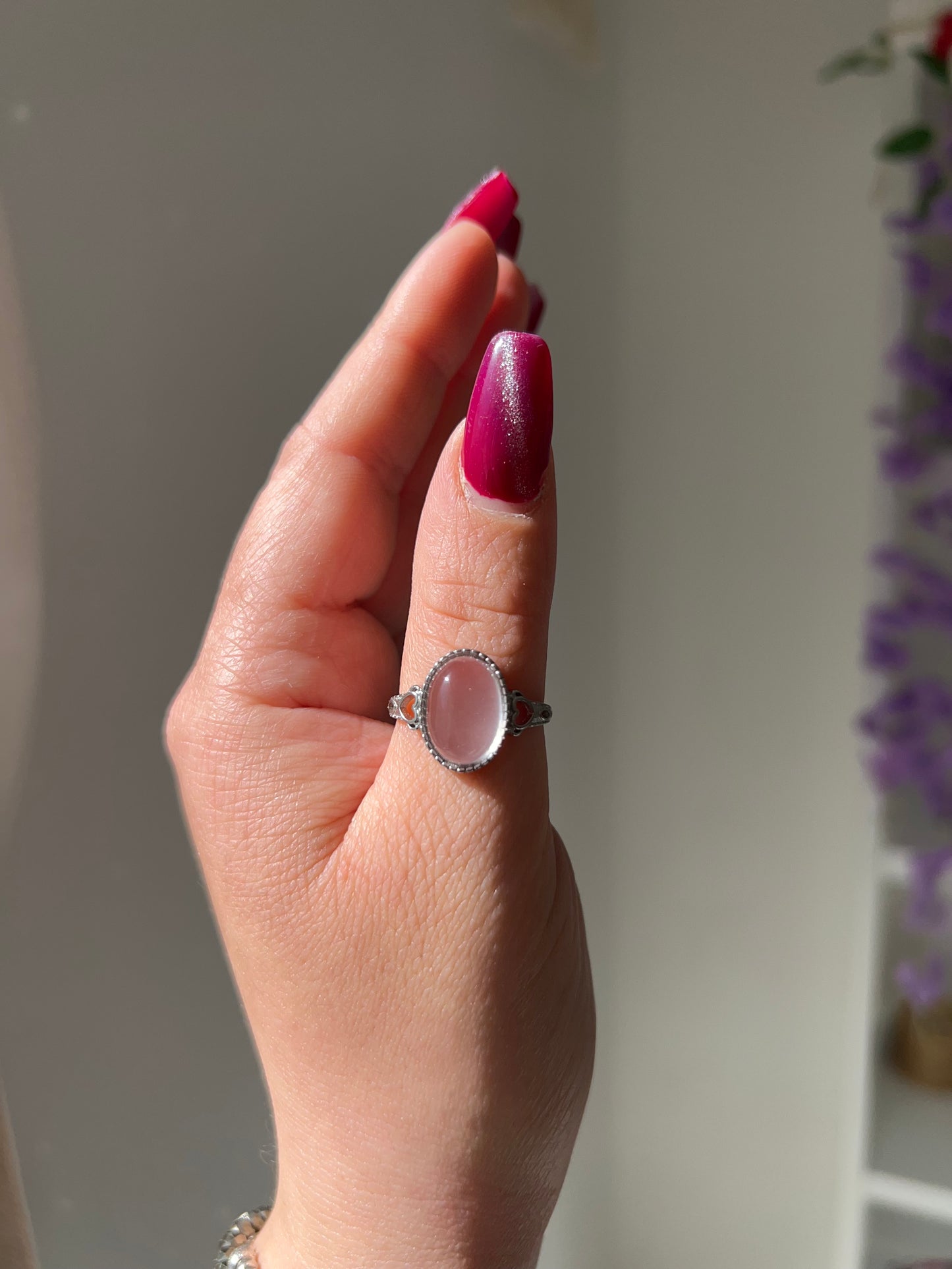 Anello in Quarzo rosa 4💗(argento 925)