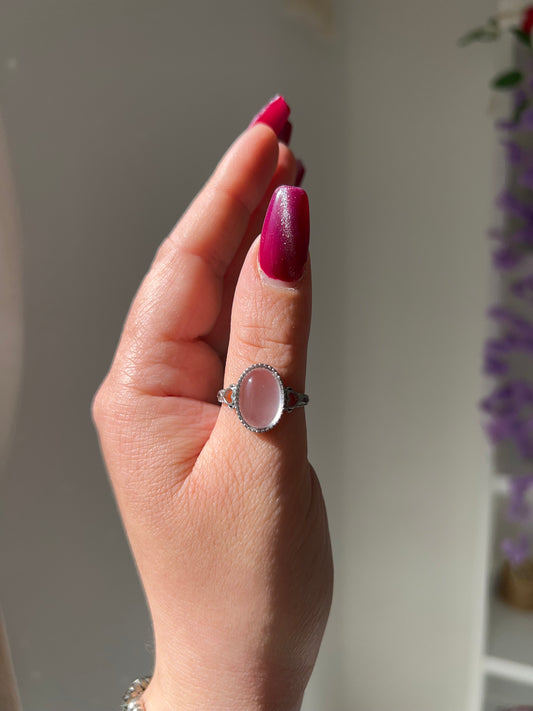 Anello in Quarzo rosa 4💗(argento 925)