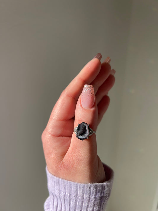 Anello Geode di Agata🖤(argento 925)