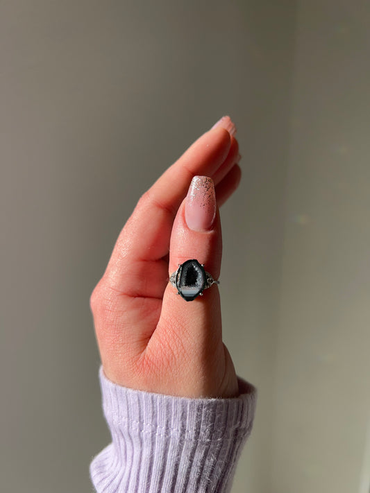Anello Geode di Agata🖤(argento 925)