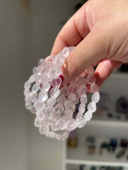 Bracciale cuori di Quarzo Rosa
