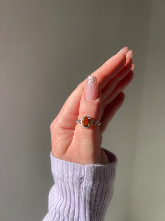 Anello in Quarzo Citrino Naturale🍯(argento 925)