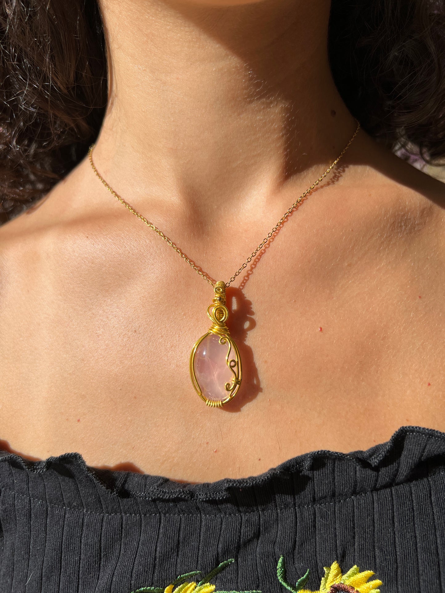 Collana Gold in Quarzo Rosa🌸