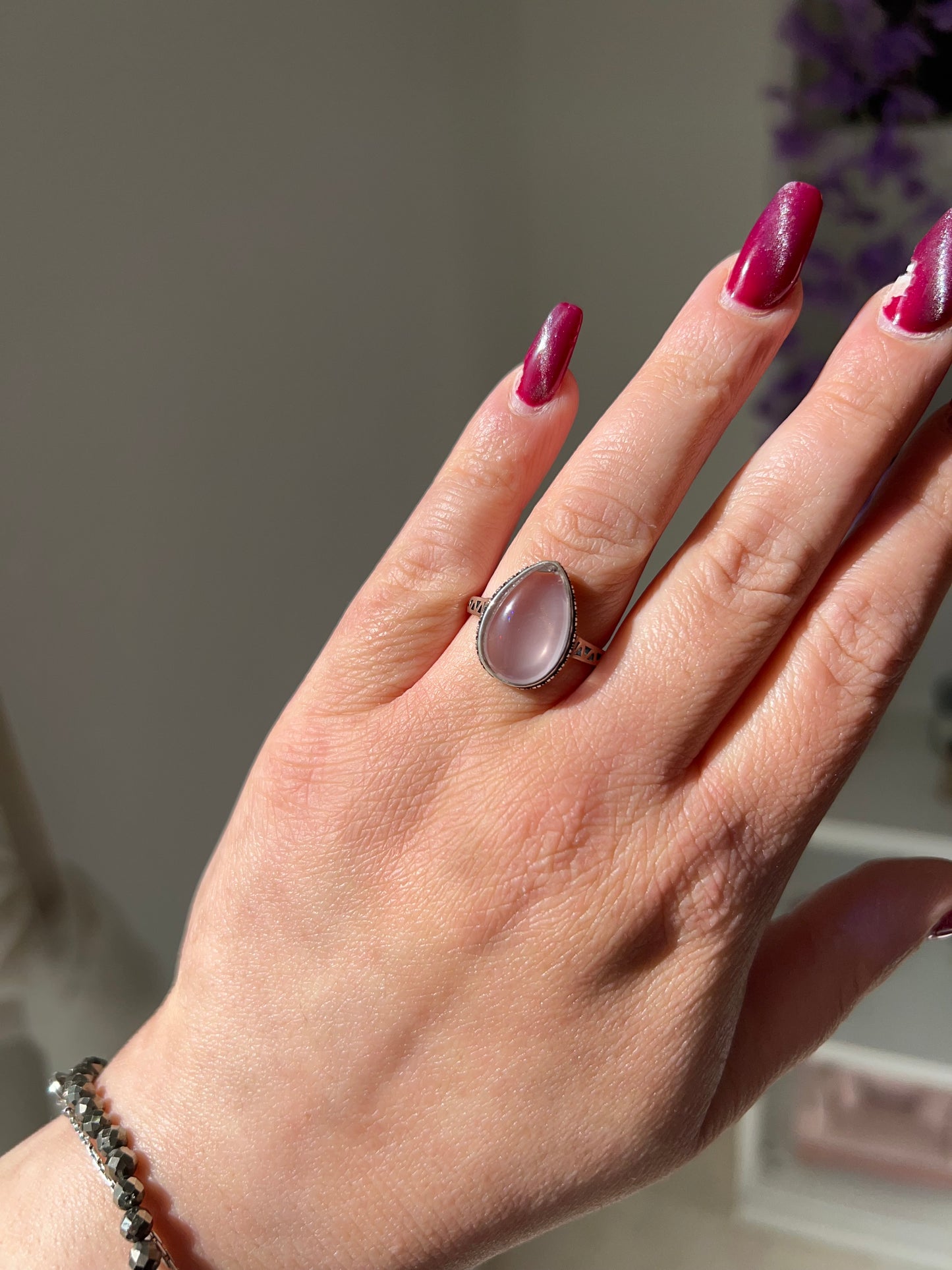 Anello in Quarzo rosa 1💗(argento 925)