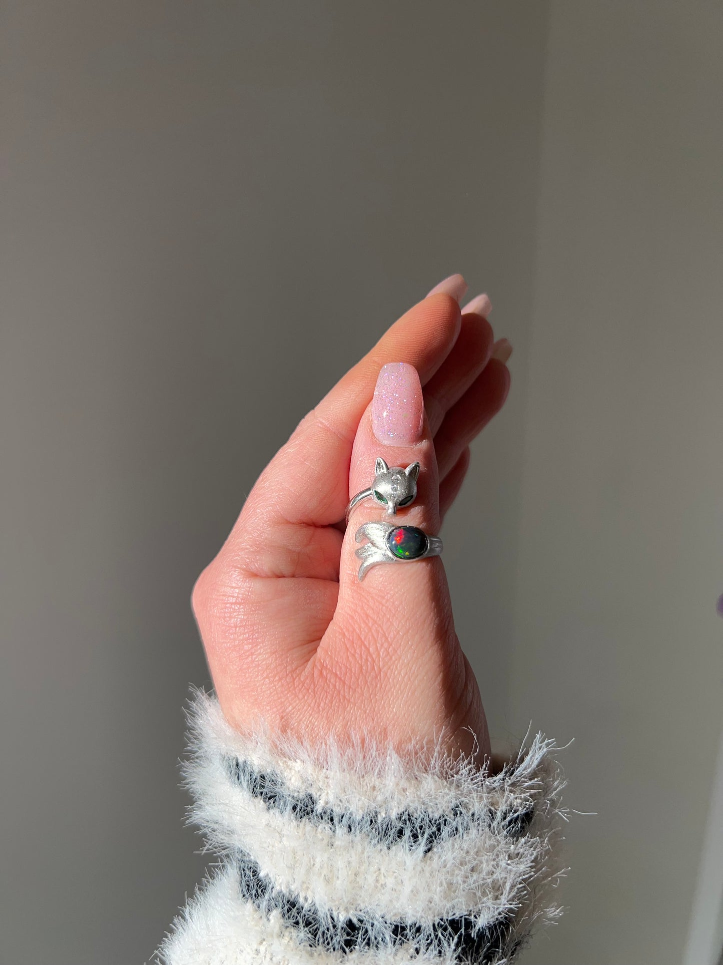 Anello Volpe con Opale Nero🖤🦊(argento 925)