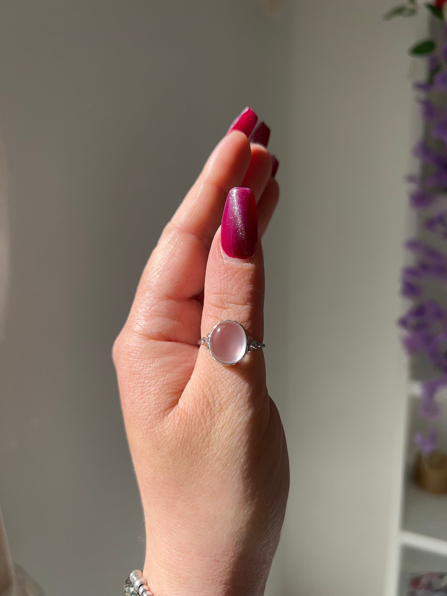 Anello in Quarzo rosa 2💗(argento 925)