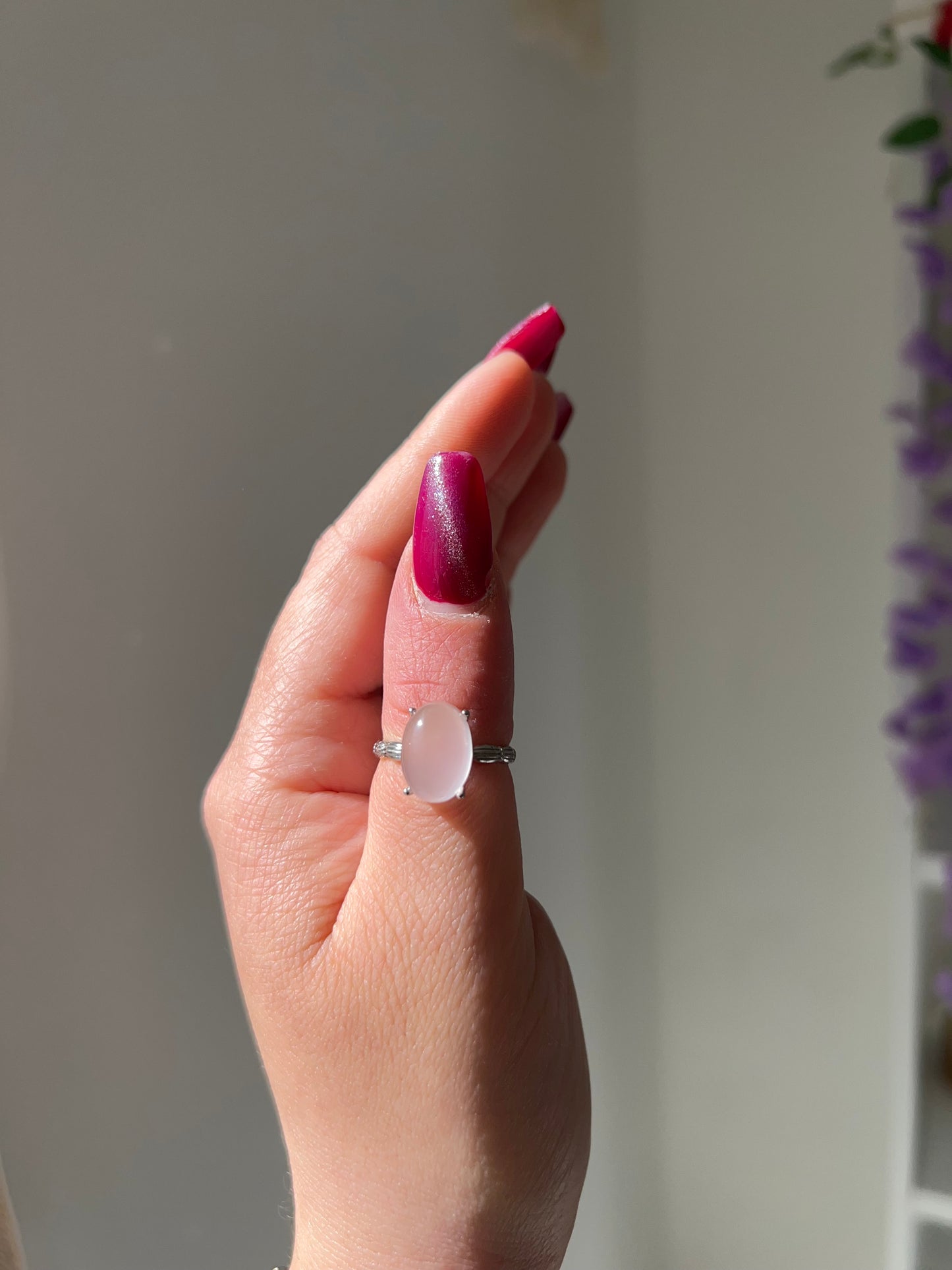 Anello in Quarzo rosa 5💗(argento 925)