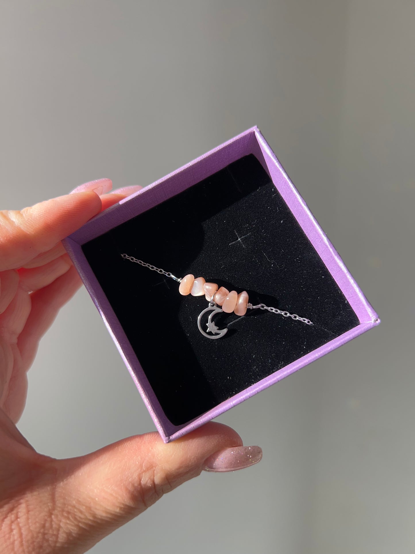 Bracciale chips Pietra di Luna Pesca💕🌙