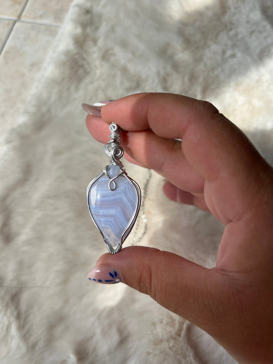 Collana in Agata Blue Lace