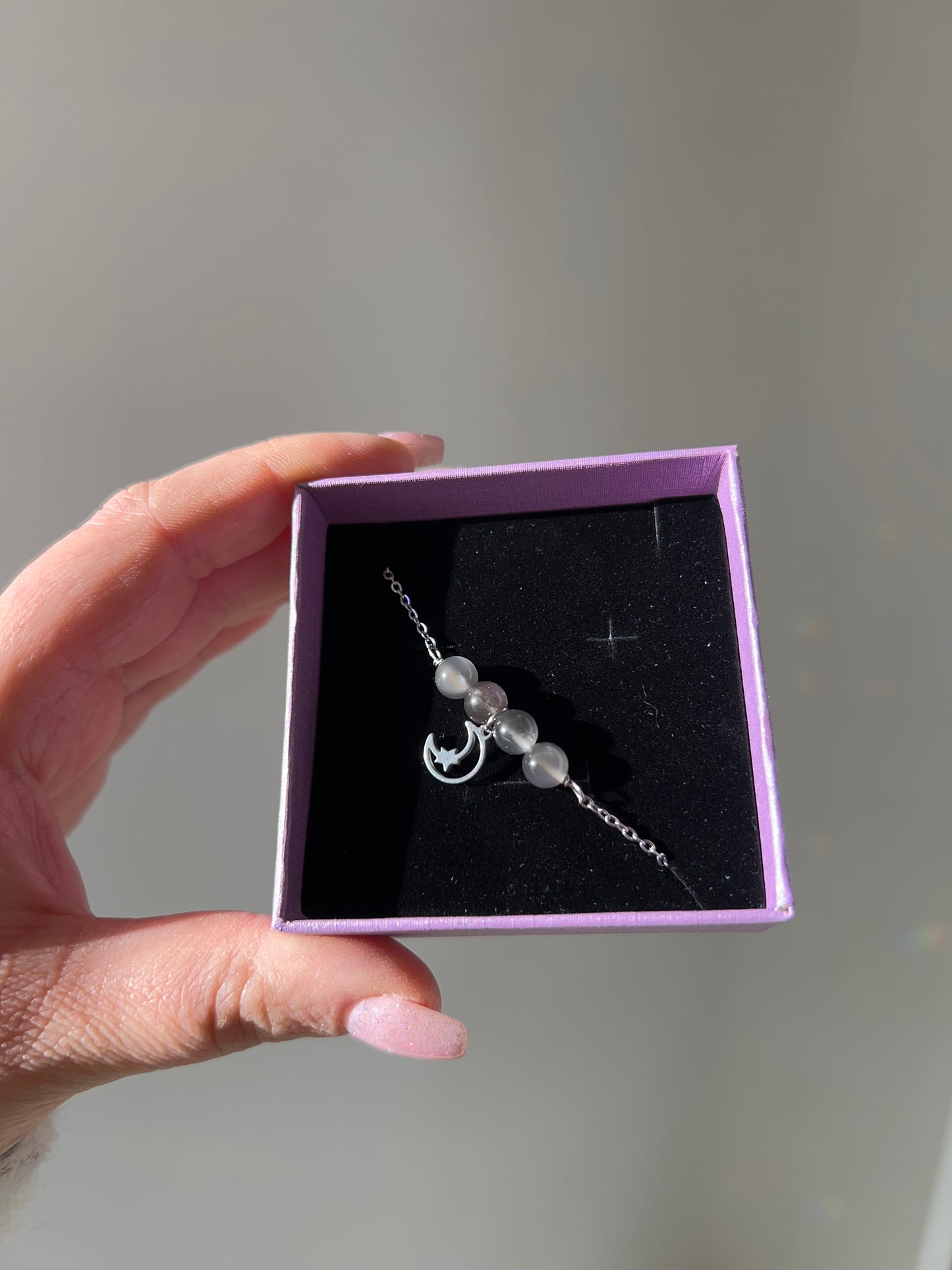 Bracciale con Pietra di Luna Nera🖤🌙