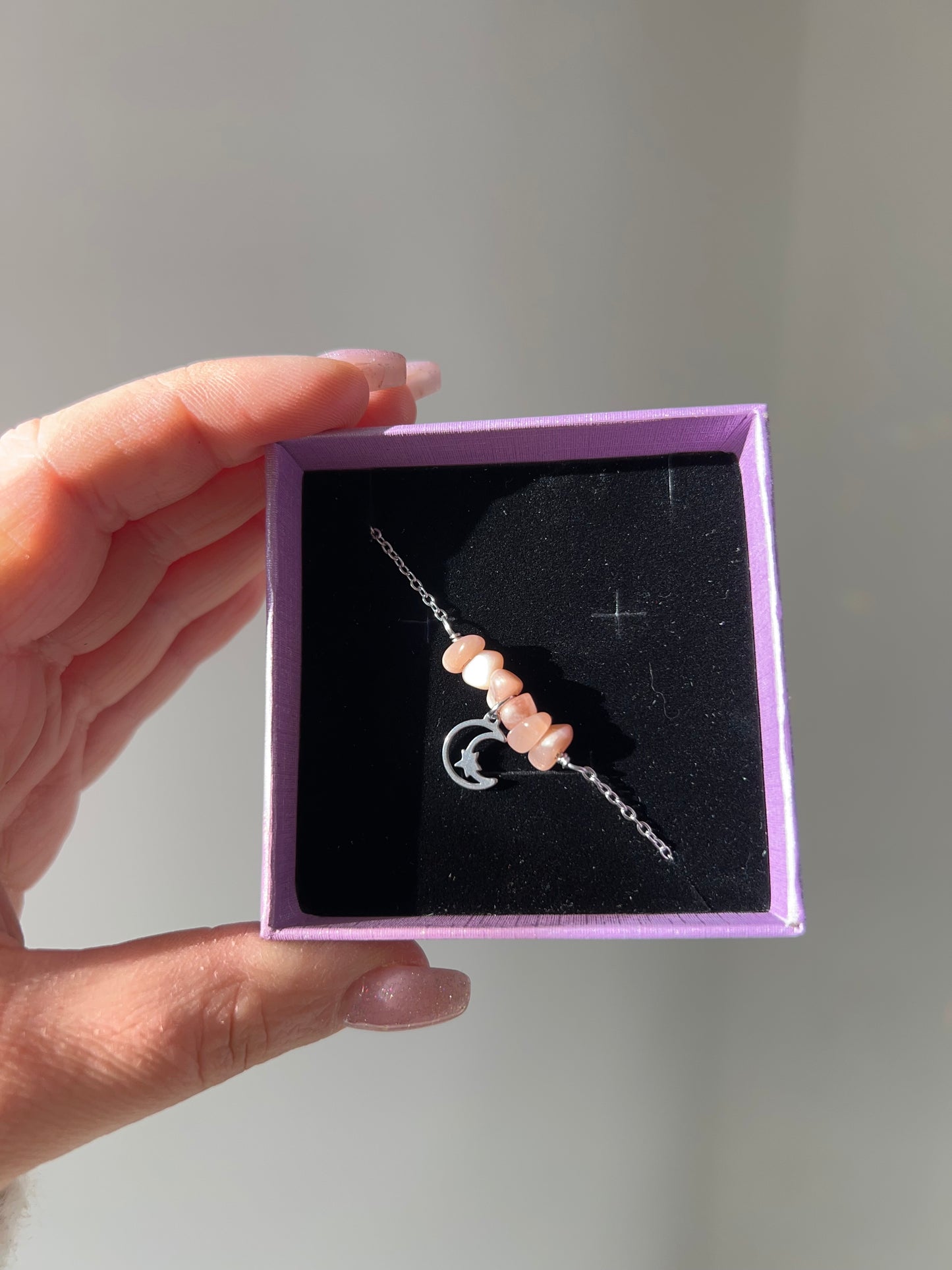 Bracciale chips Pietra di Luna Pesca💕🌙