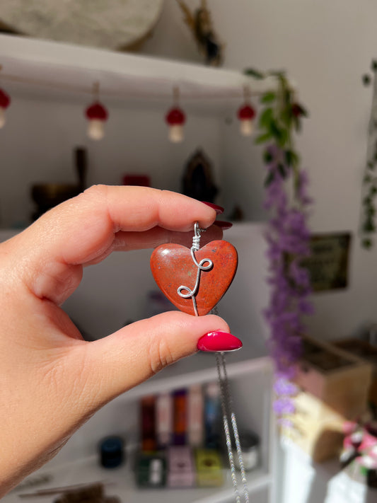 Collana Cuore diaspro rosso