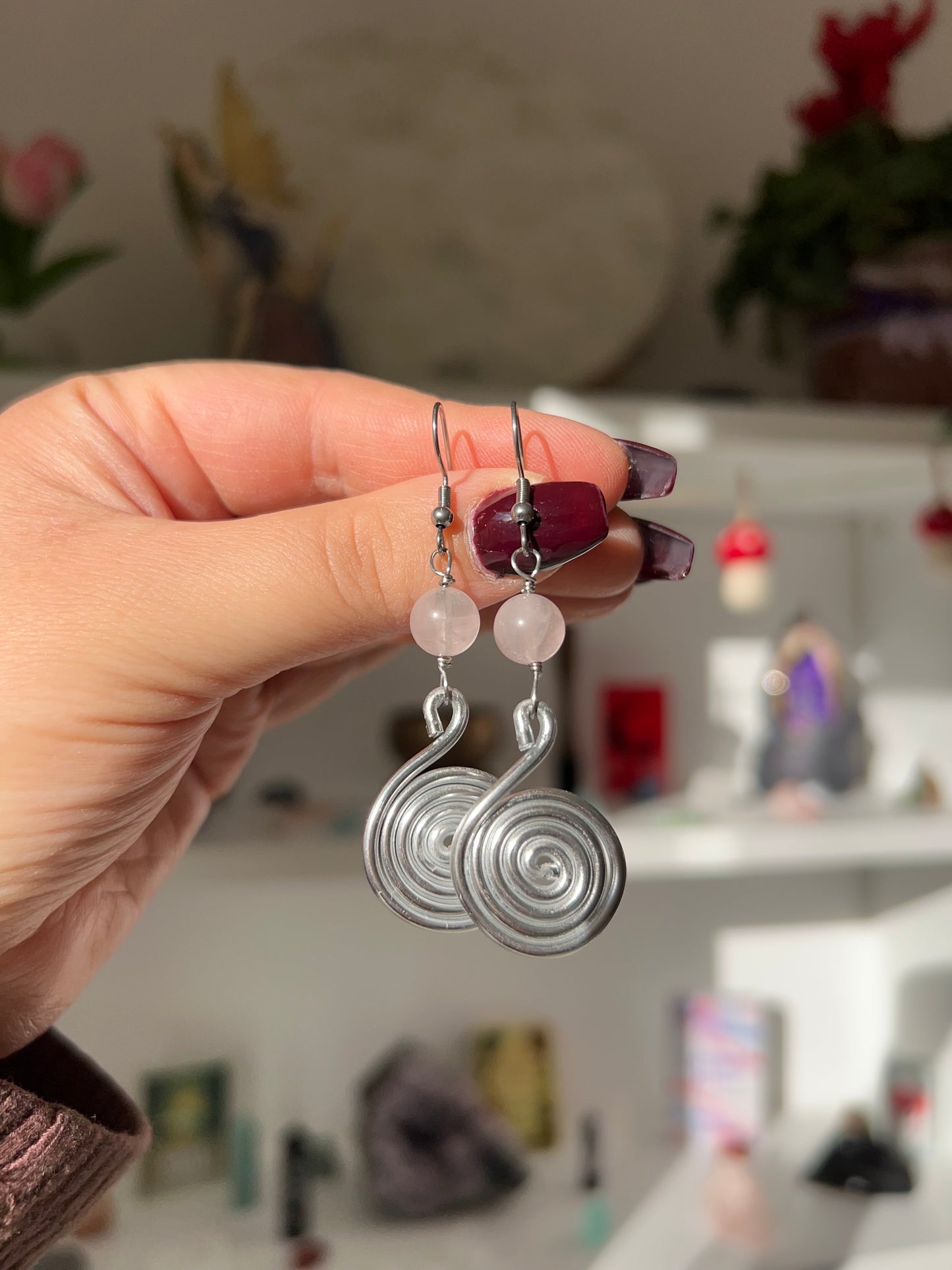 Orecchini in Quarzo Rosa💕