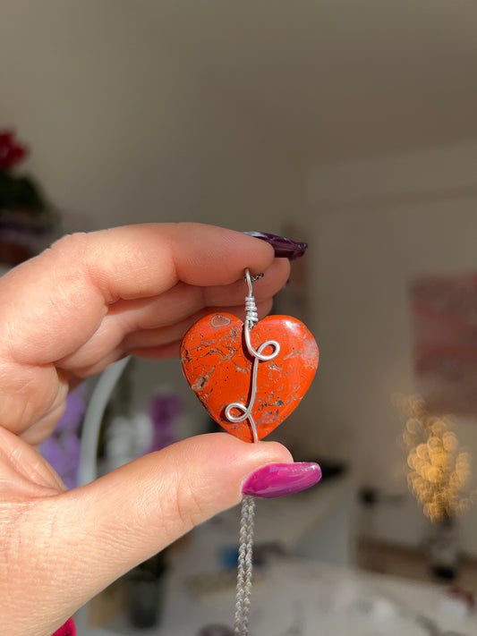 Collana Cuore in Diaspro Rosso 2❤️