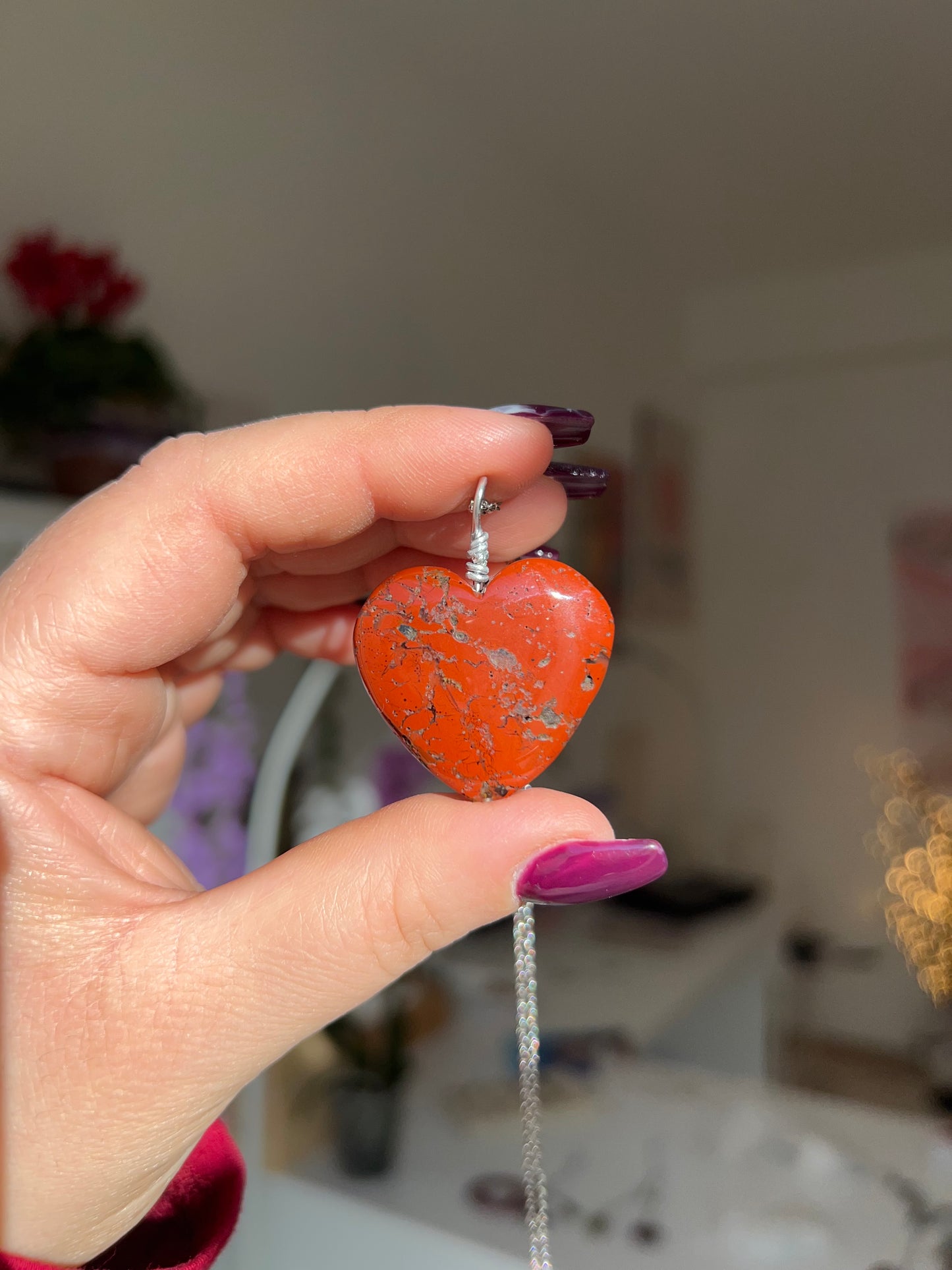 Collana Cuore in Diaspro Rosso 2❤️