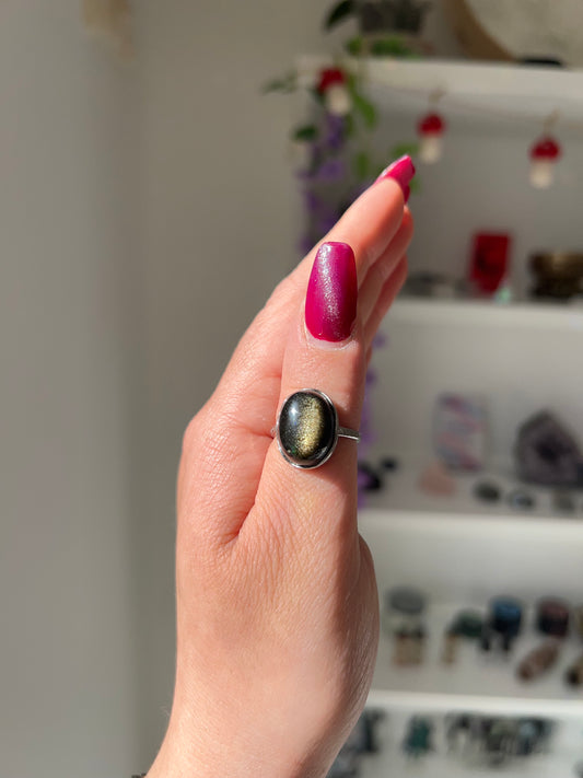 Anello in Ossidiana dorata✨(argento 925)