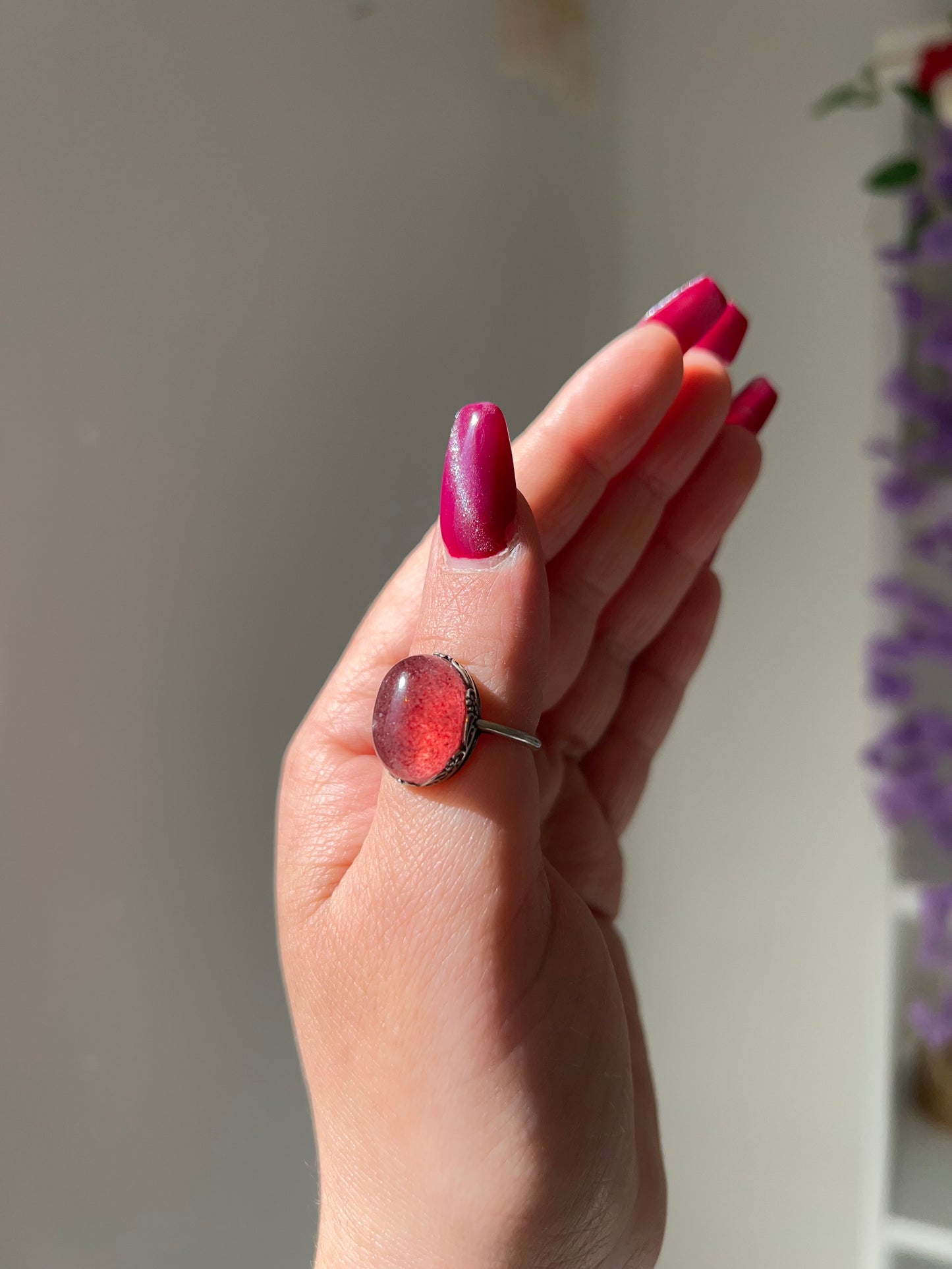 Anello in Quarzo fragola 2🍓(argento 925)