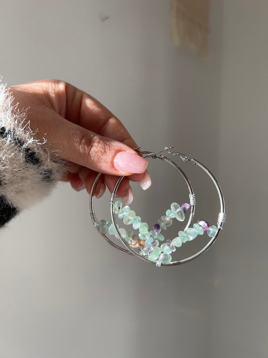 Orecchini Cerchio con Fluorite🍬