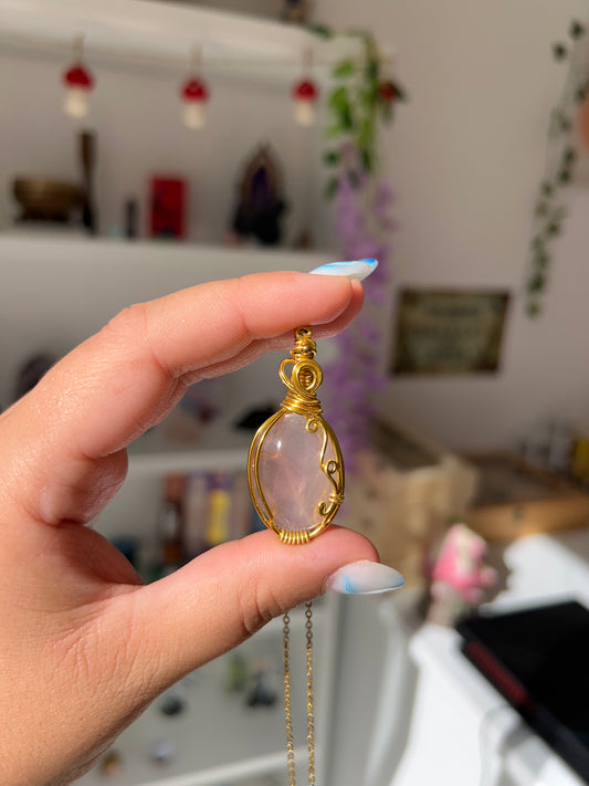 Collana Gold in Quarzo Rosa🌸