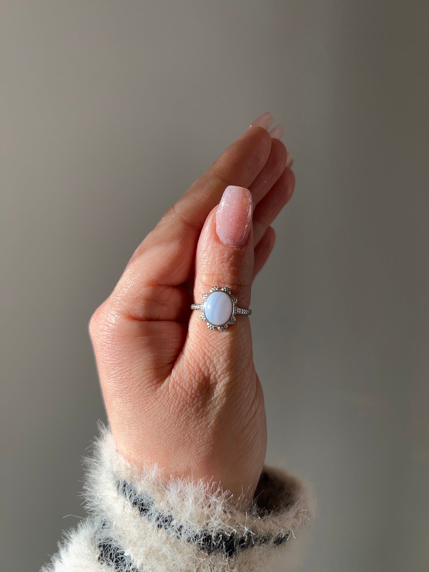 Anello con Agata Blue Lace🩵(argento 925)