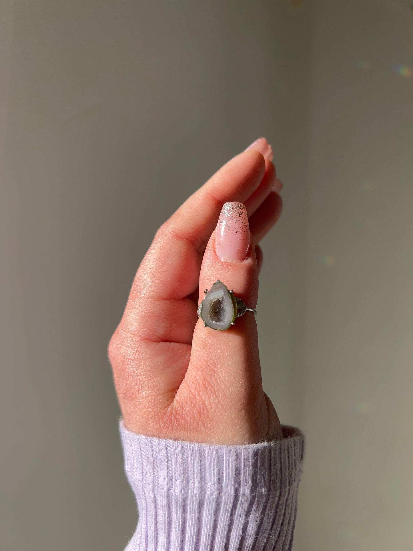 Anello Geode di Agata🖤(argento 925)